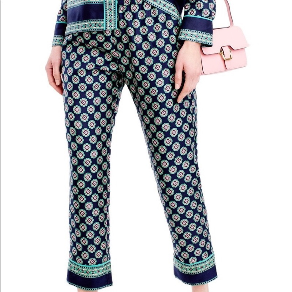 J. Crew Silk Trouser Pants in Foulard Print